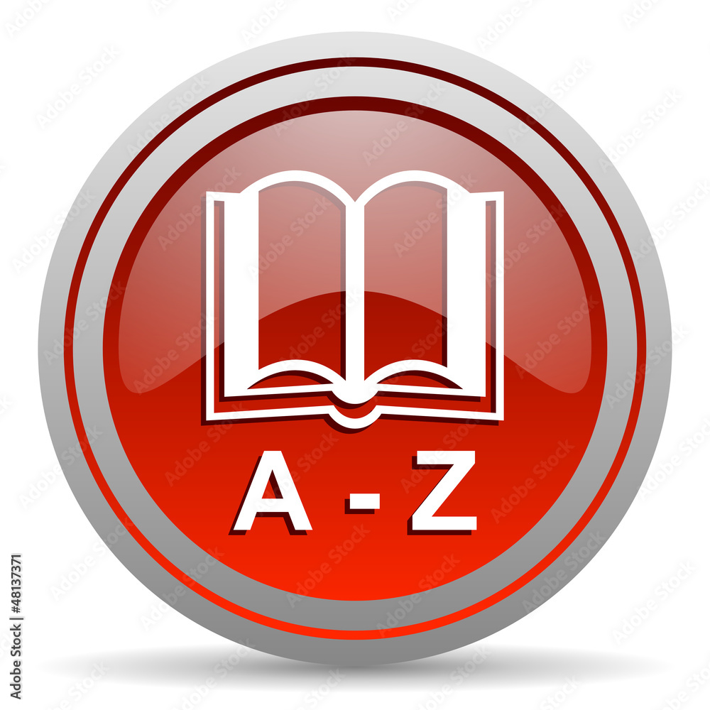 dictionary red glossy icon on white background dictionary red glossy icon on white background