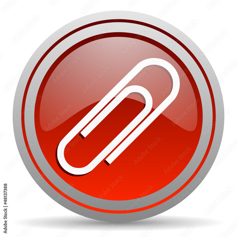paper clip red glossy icon on white background paper clip red glossy icon on white background