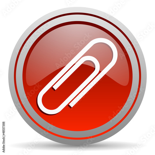Free Download paper clip red glossy icon on white background - GFXLoad