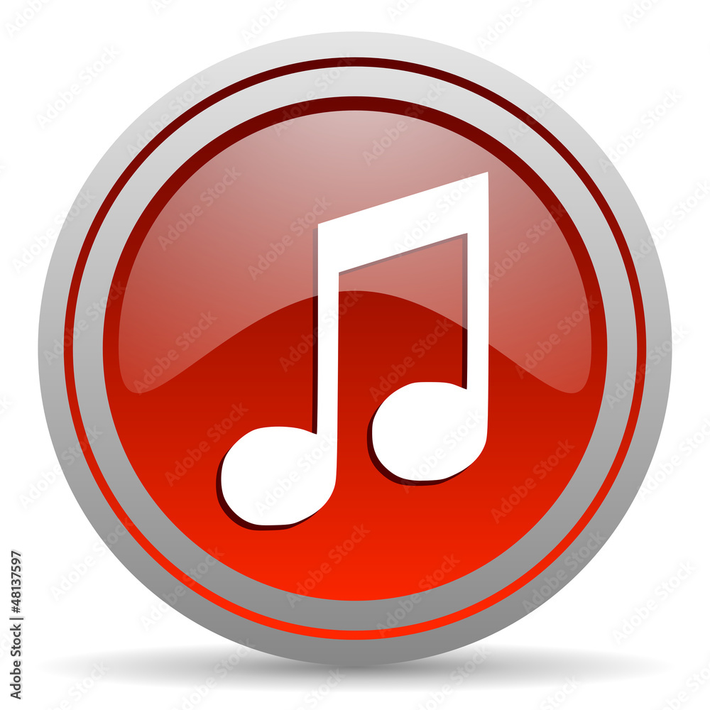 music red glossy icon on white background music red glossy icon on white background