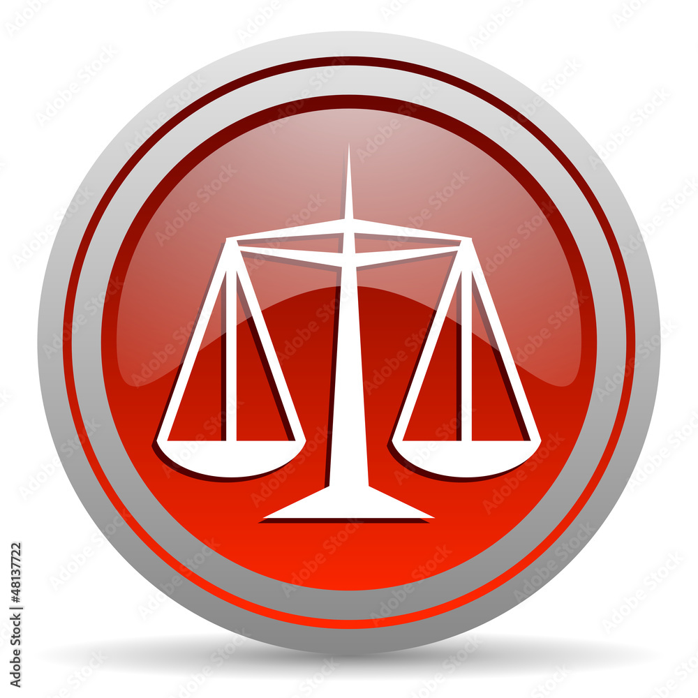 justice red glossy icon on white background justice red glossy icon on white background