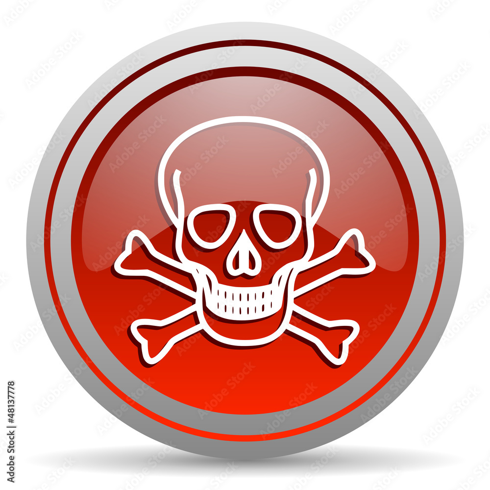 skull red glossy icon on white background