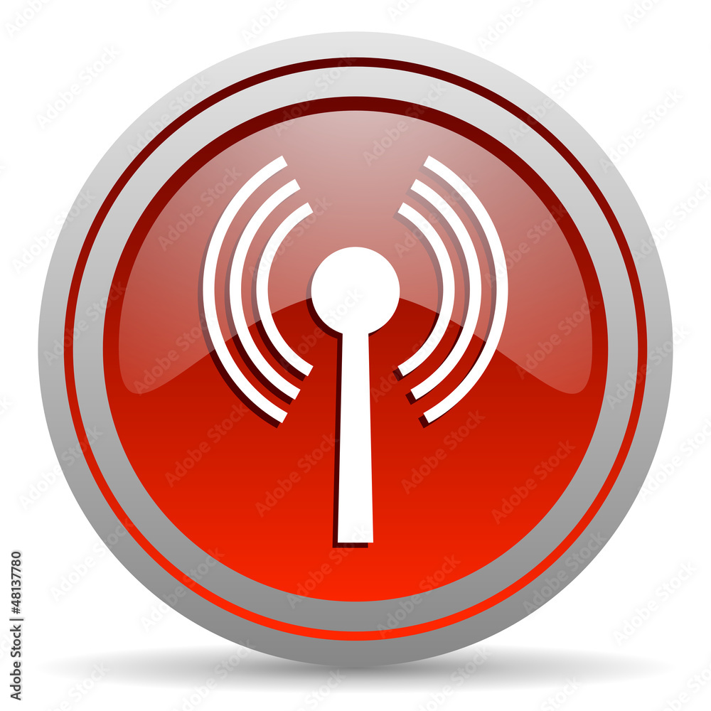 wifi red glossy icon on white background wifi red glossy icon on white background