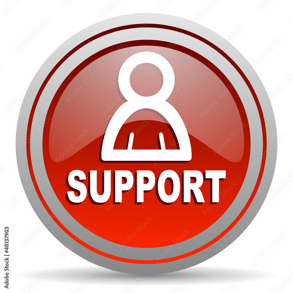support red glossy icon on white background support red glossy icon on white background