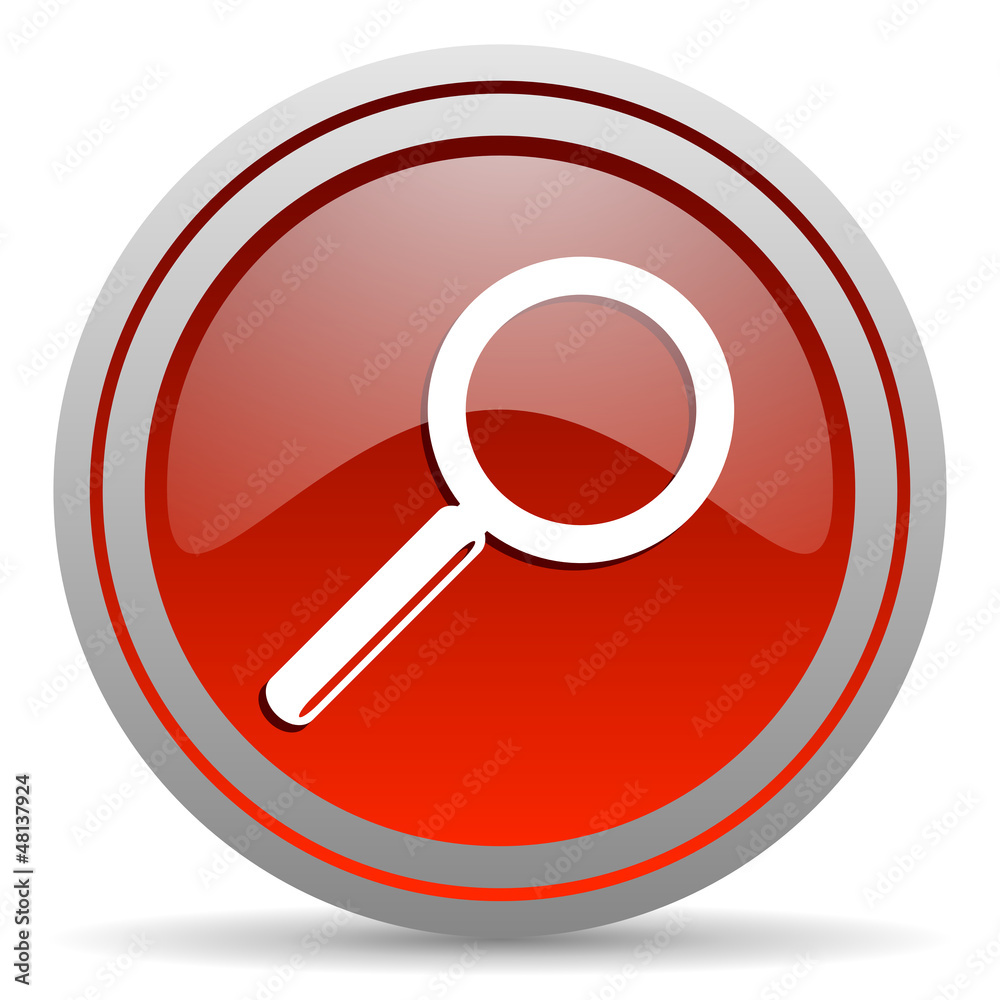 search red glossy icon on white background search red glossy icon on white background