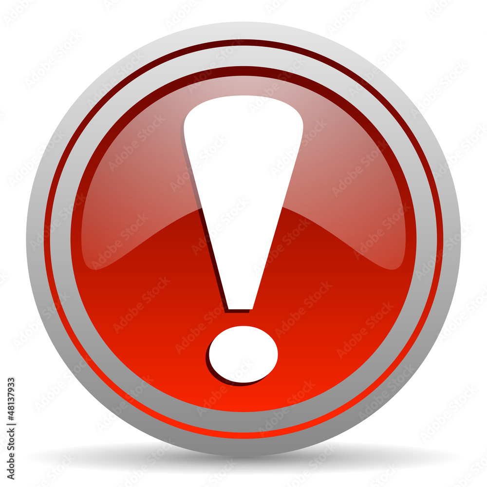 exclamation sign red glossy icon on white background exclamation sign red glossy icon on white background
