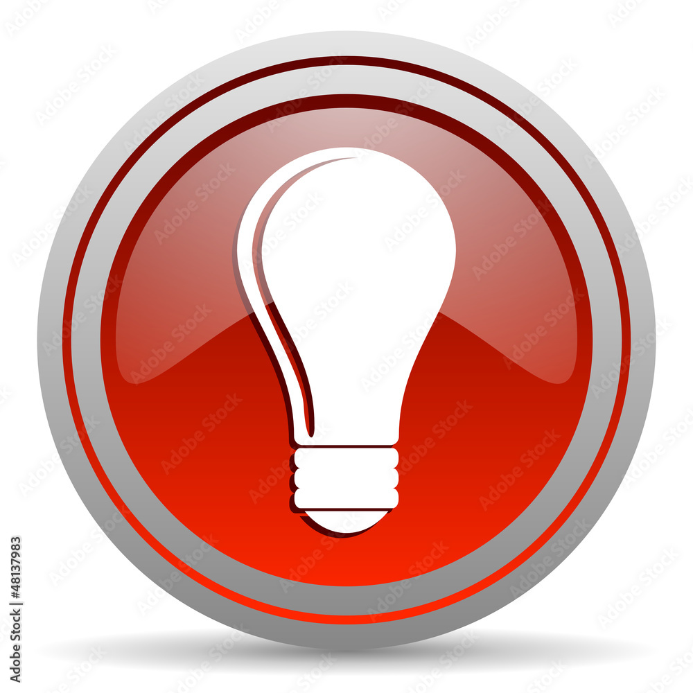 light bulb red glossy icon on white background light bulb red glossy icon on white background