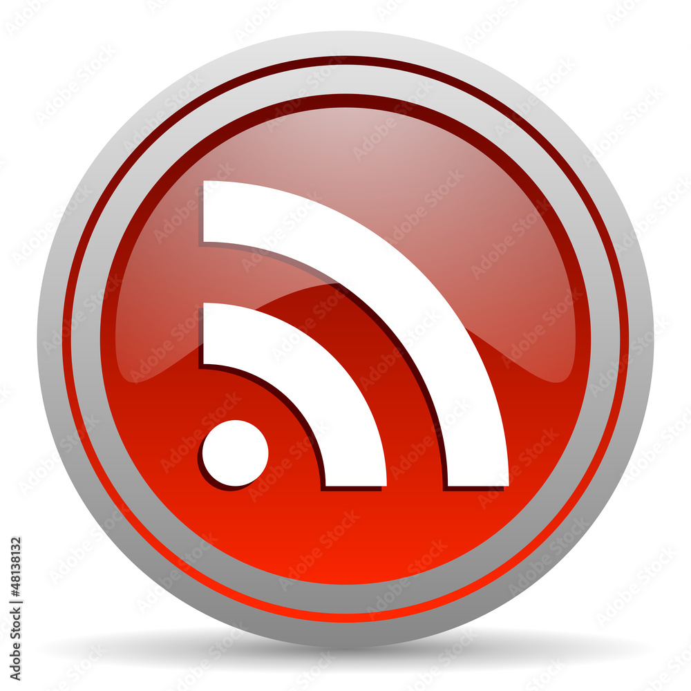 rss red glossy icon on white background rss red glossy icon on white background