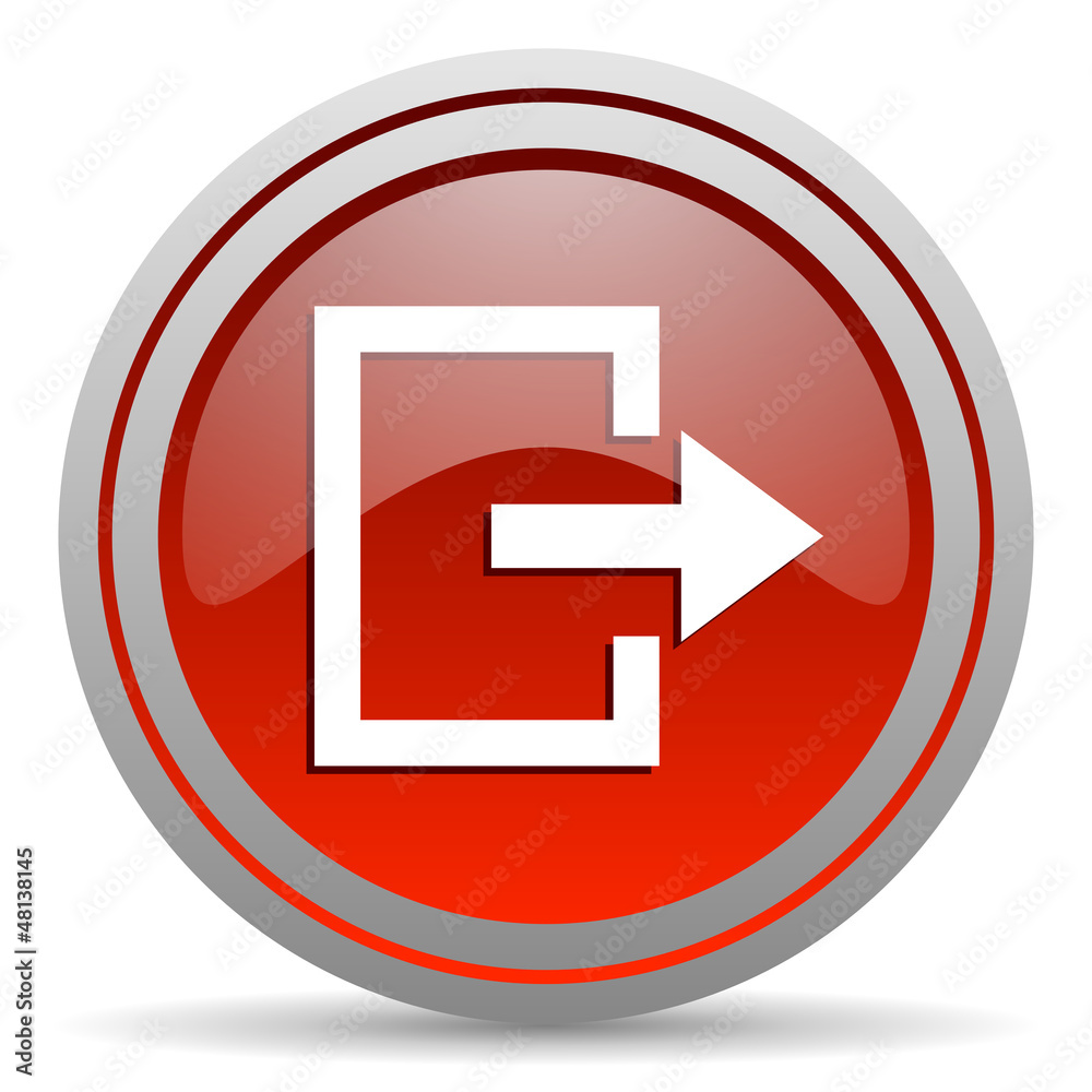 exit red glossy icon on white background exit red glossy icon on white background