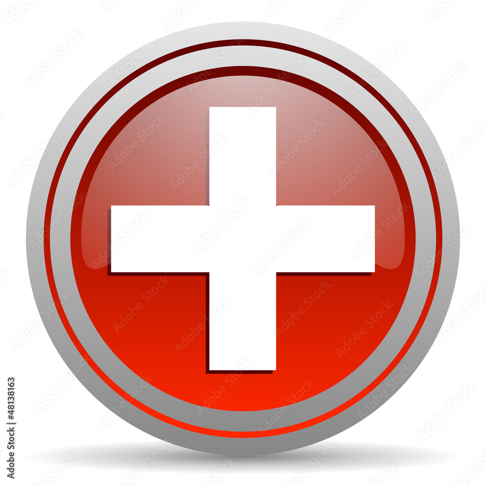 emergency red glossy icon on white background emergency red glossy icon on white background