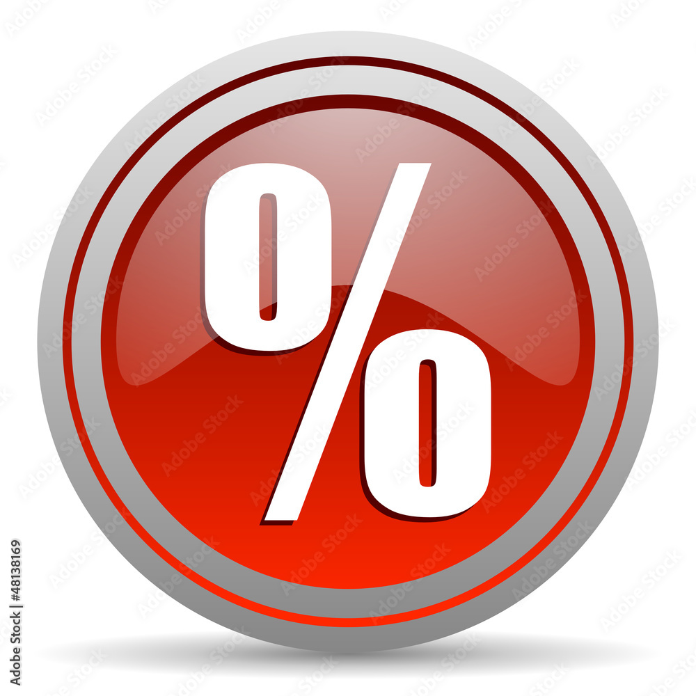 percent red glossy icon on white background percent red glossy icon on white background