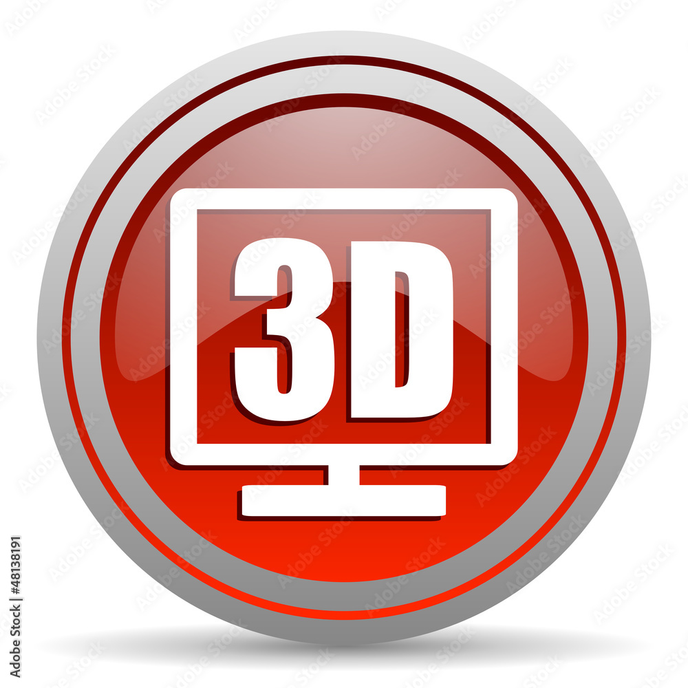 3d display red glossy icon on white background 3d display red glossy icon on white background