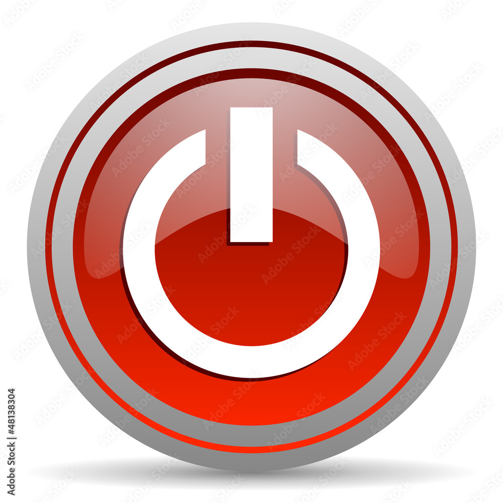 power red glossy icon on white background power red glossy icon on white background