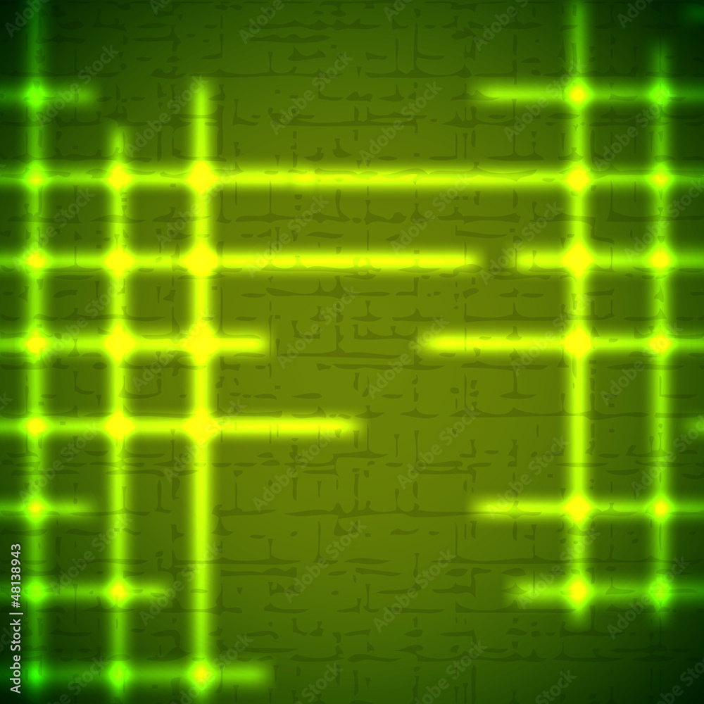 Abstract green background with glowing grid