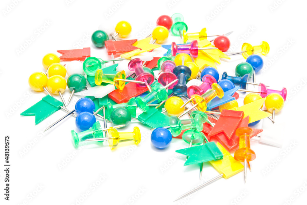 different stationery pins on white different stationery pins on white