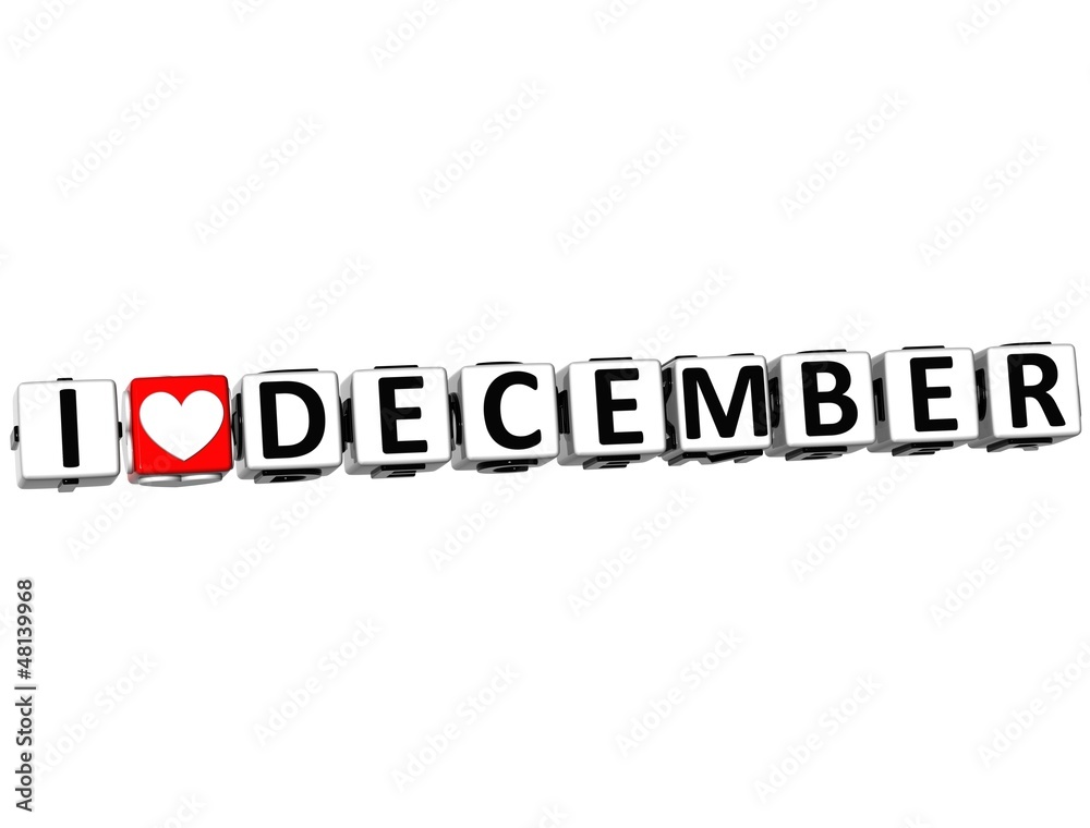 3D I Love December Button Click Here Block Text 3D I Love December Button Click Here Block Text