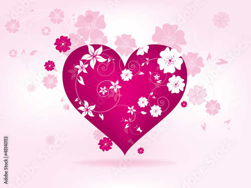 Abstract floral background for valentines day with heart