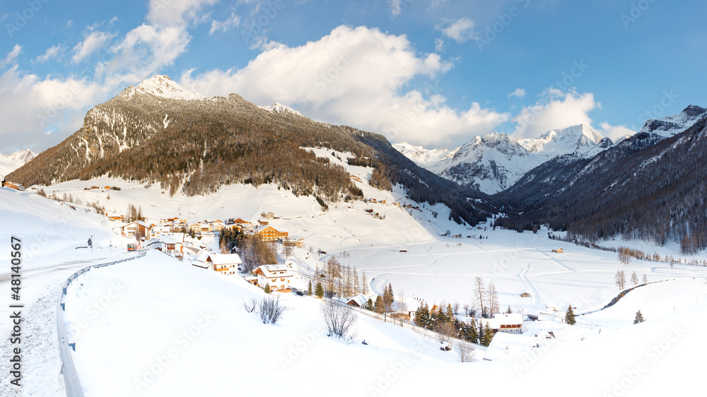 Idyllic Alpine Village in Winter