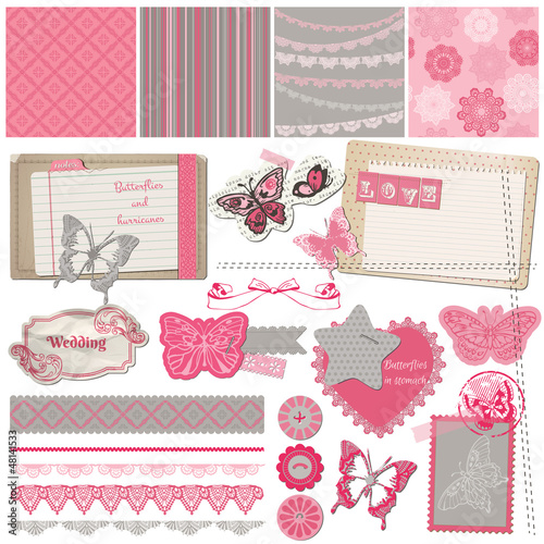 Scrapbook Design Elements - Vintage Lace Butterflies - in vector