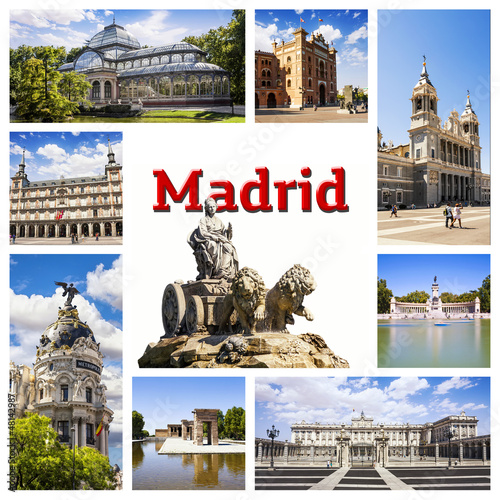 Madrid Collage. Symbols of the capital of Spain. photo