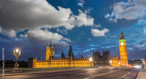 Sunset sky over Big Ben and House of Parliament from Westminster