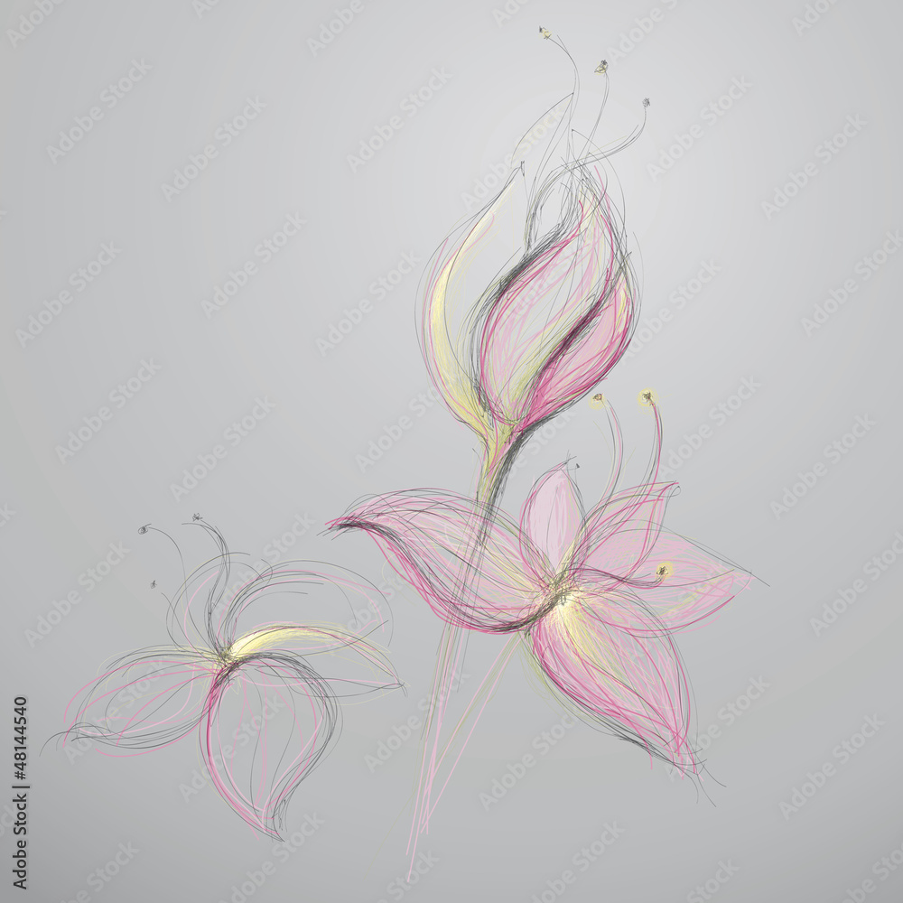 Abstract flowers / Vector sketch of blooms