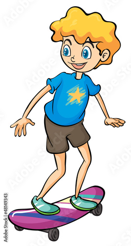 A boy playing skateboard