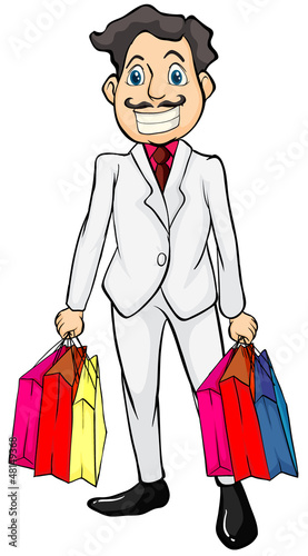 A smiling man with bags