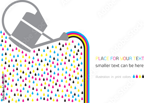 watering can,drops and rainbow, vector design