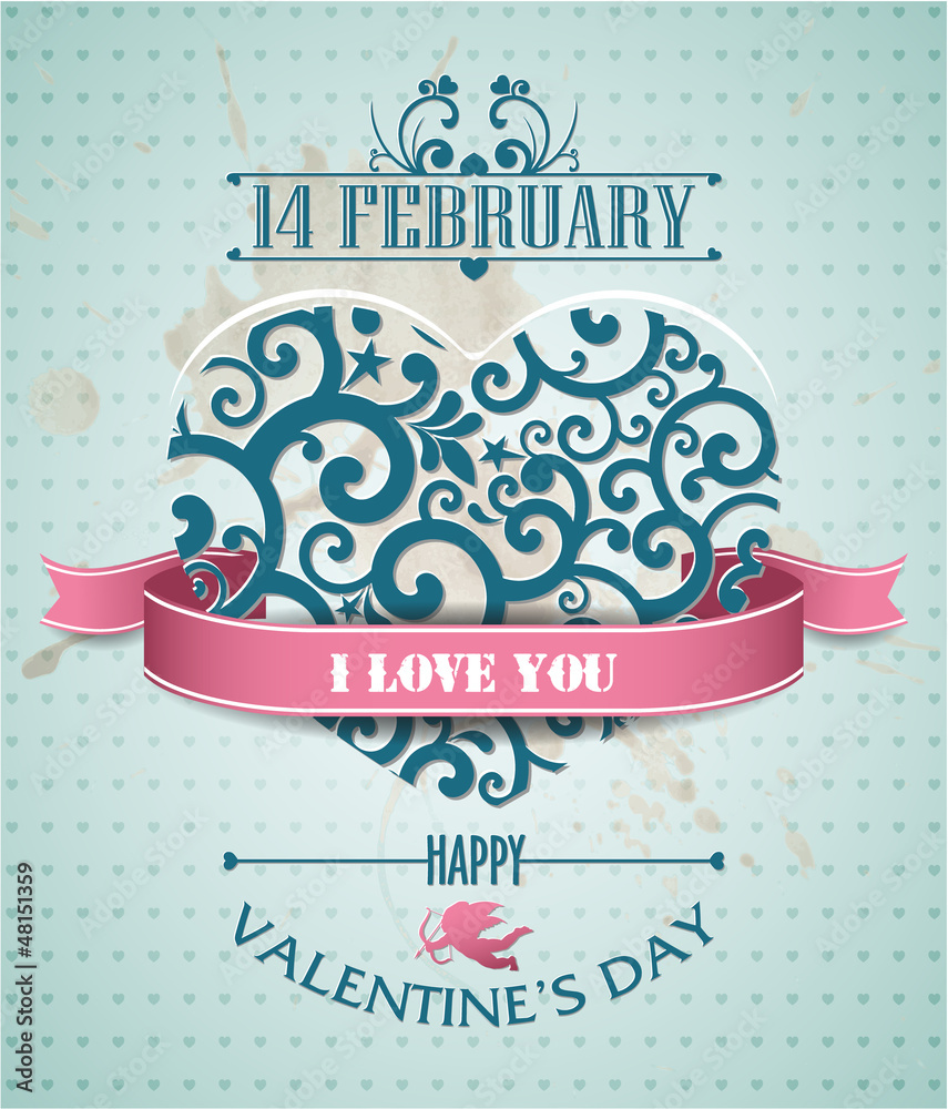 Obraz premium Valentine's Day greeting card in retro style