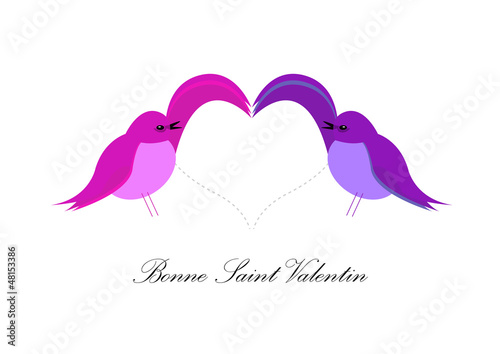 Couple d'oiseaux Coeur - bonne Saint Valentin