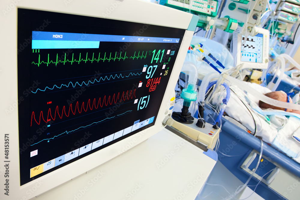 Neonatal ICU with ECG monitor Neonatal ICU with ECG monitor