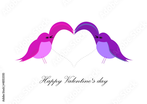 Couple d'oiseaux Coeur - Happy Valentine's day