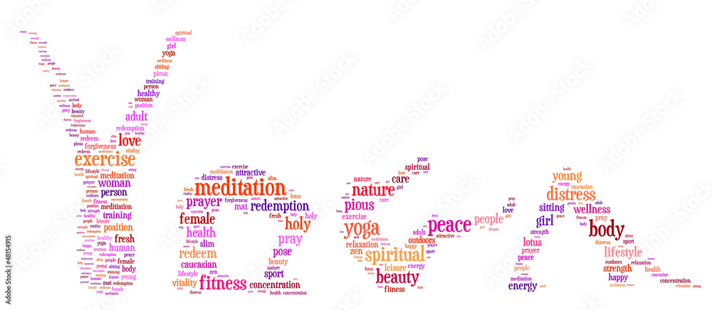 Wordcloud with conceptual yoga step search related words