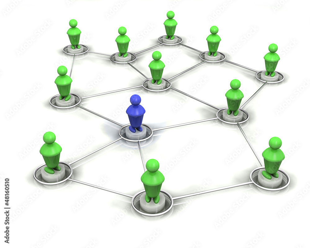 3d green social network people with blue intruder 3d green social network people with blue intruder