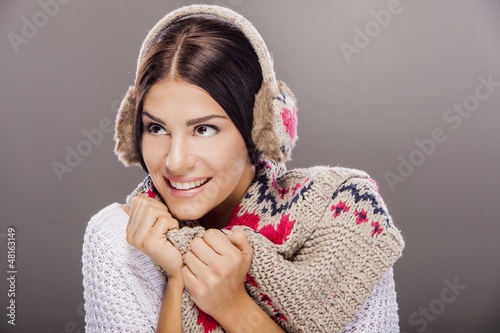 Young woman in winter clothes