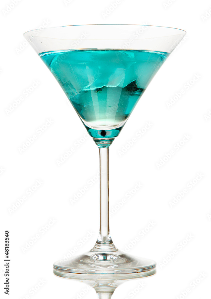 Blue Lagoon cocktail isolated on white