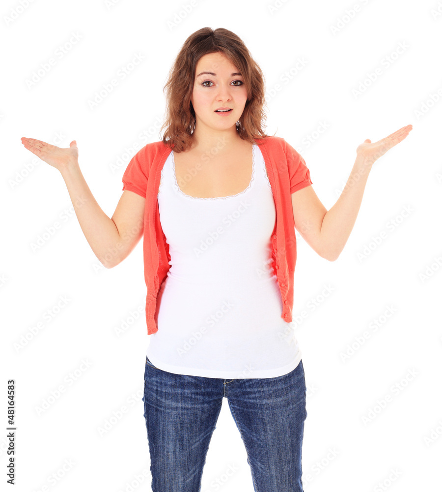 Attraktives Mädchen mit vorwurfsvoller Gestik Attraktives Mädchen mit vorwurfsvoller Gestik