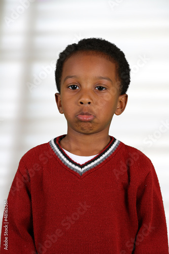 Sad Boy Inside His Home