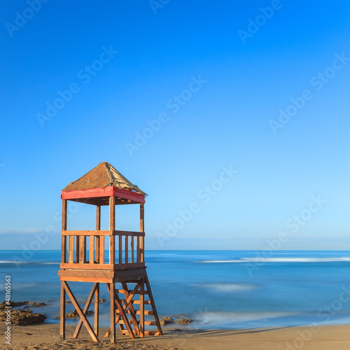 Lifeguard or baywatch wooden beach tower, cabin or hut © stevanzz