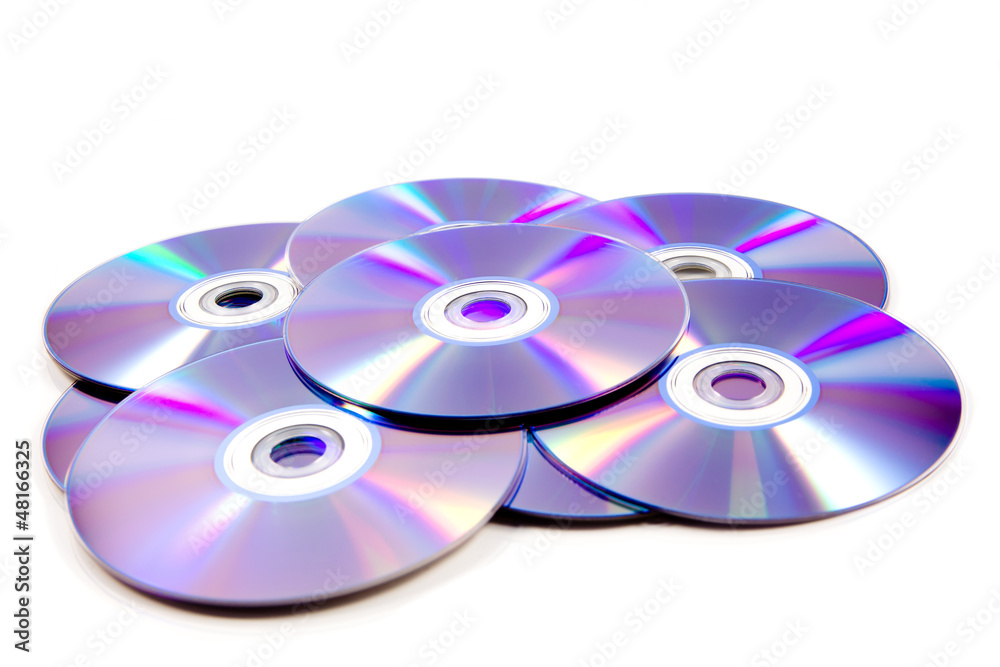 stack of cd roms. CD & DVD disk on white background stack of cd roms. CD & DVD disk on white background