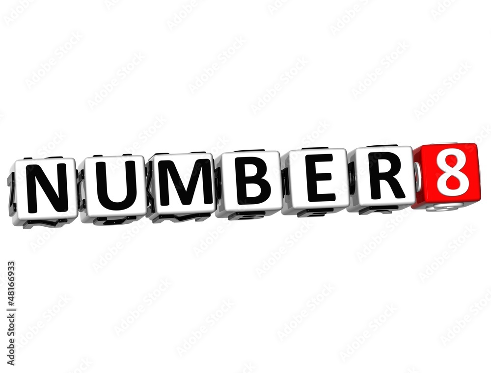 3D Number Button Click Here Block Text