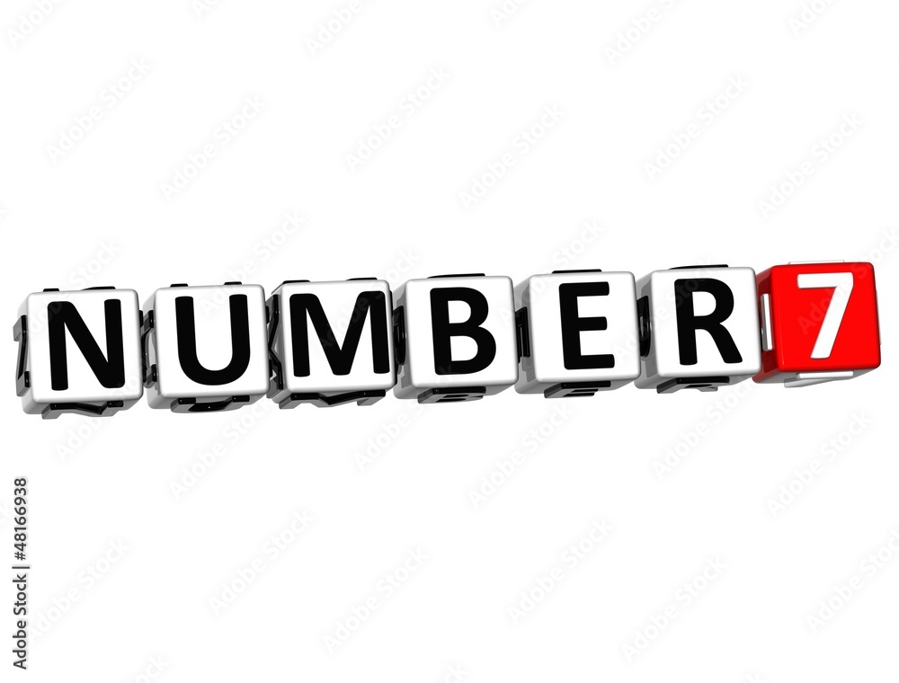 3D Number Button Click Here Block Text