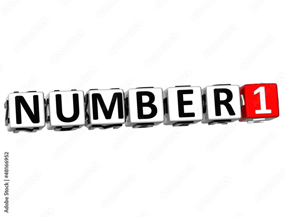 3D Number Button Click Here Block Text