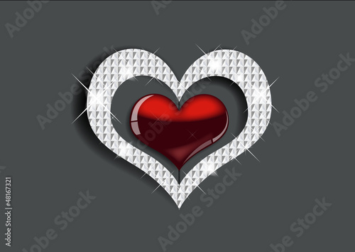 Coeur diadem sur monture diamant - Saint Valentin