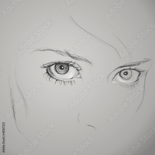 Fleeting glance / Vector sketch of woman eyes