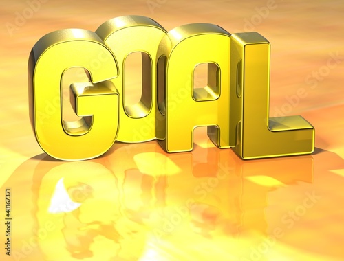 3D Word Goal on yellow background photo