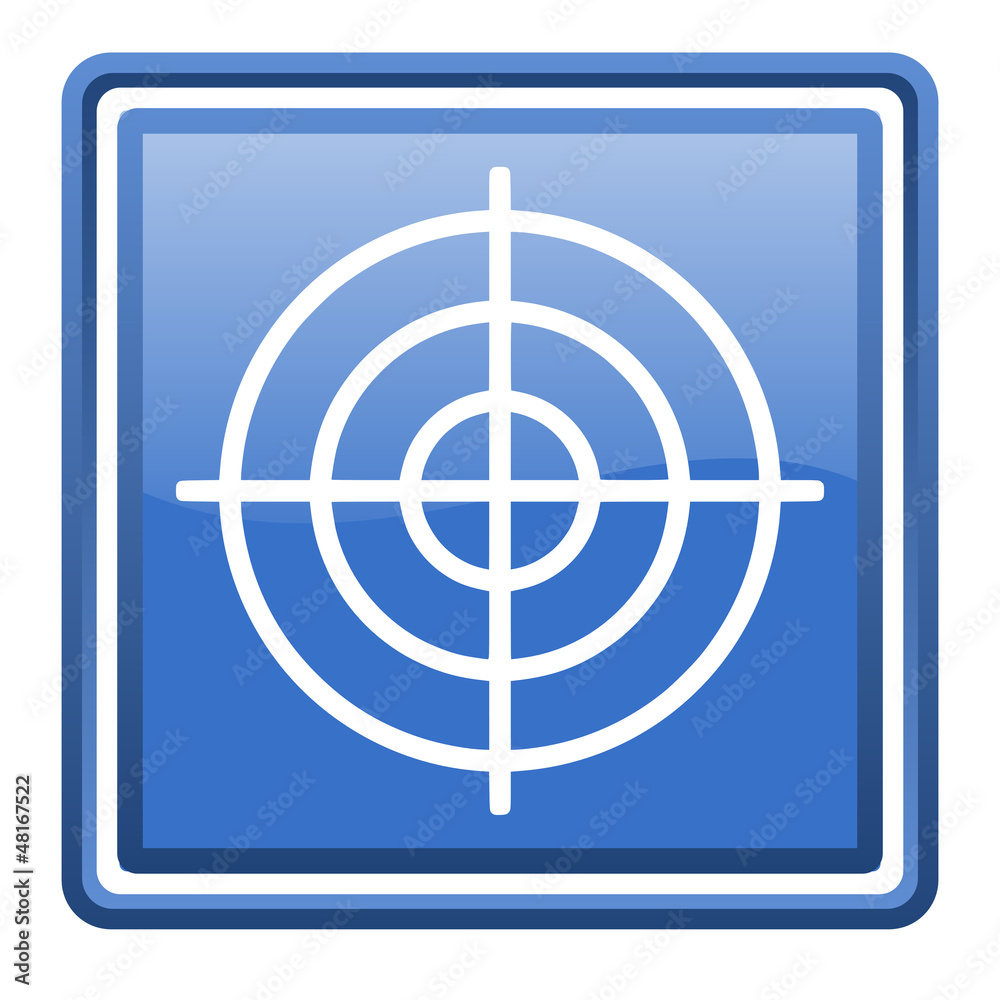 target blue glossy square web icon isolated target blue glossy square web icon isolated