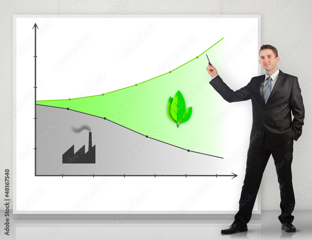 Businessman giving a presentation about ecology Businessman giving a presentation about ecology