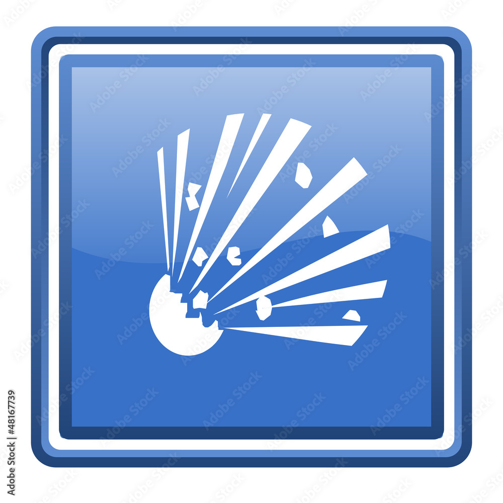 bomb blue glossy square web icon isolated bomb blue glossy square web icon isolated